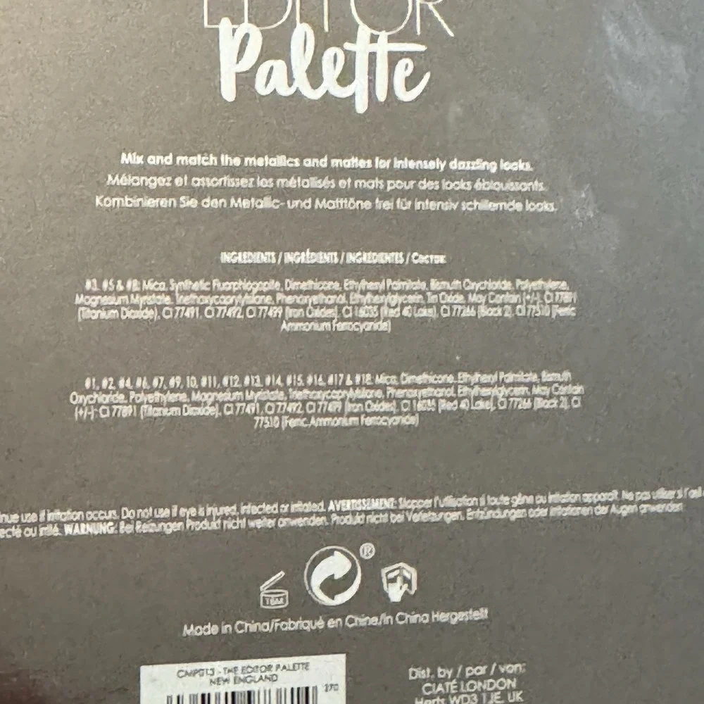 CIATE‎ LONDON The Editor Palette New England 18 Shade Eyeshadow Palette NIB
